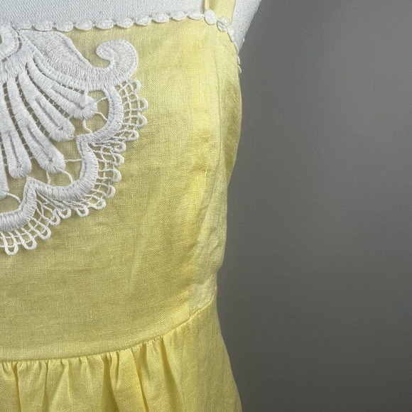 Lilly Pulitzer Cormick Yellow Linen Dress Size 6 Tie Shoulder Summer Beach - Picture 8 of 16